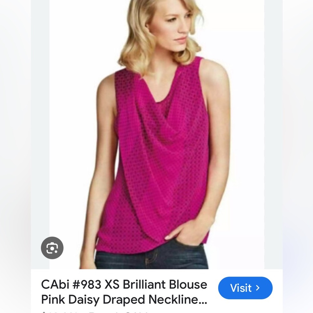 CAbi Fuchsia Sleeveless Draped Blouse